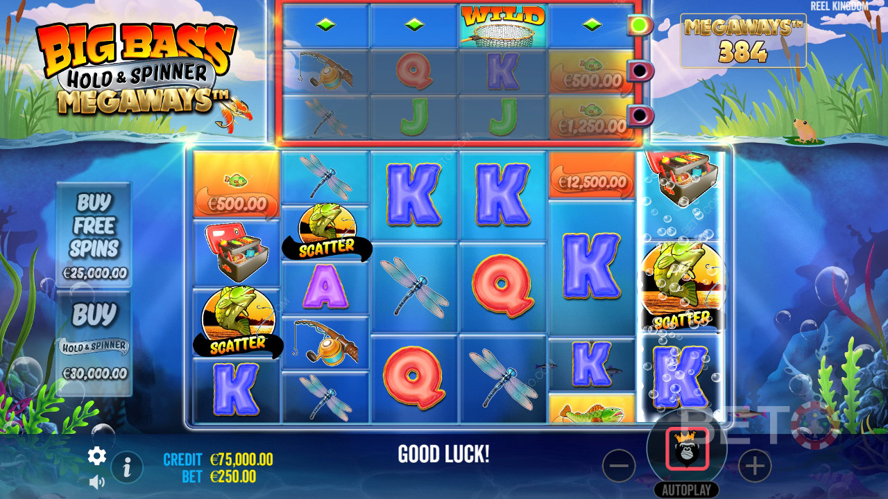 Gagnez 20 000 fois votre mise dans la machine à sous Big Bass Hold et Spinner Megaways!
