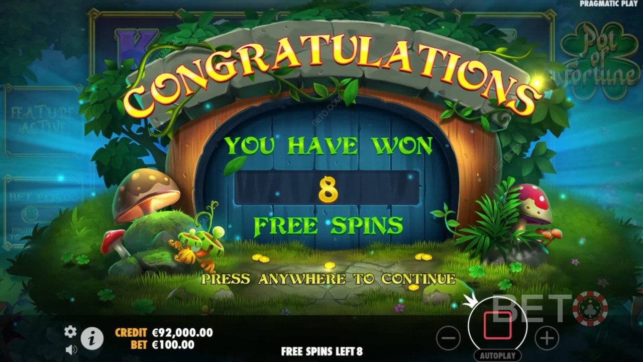 Les bonus expliqués dans Pot of Fortune par Pragmatic Play