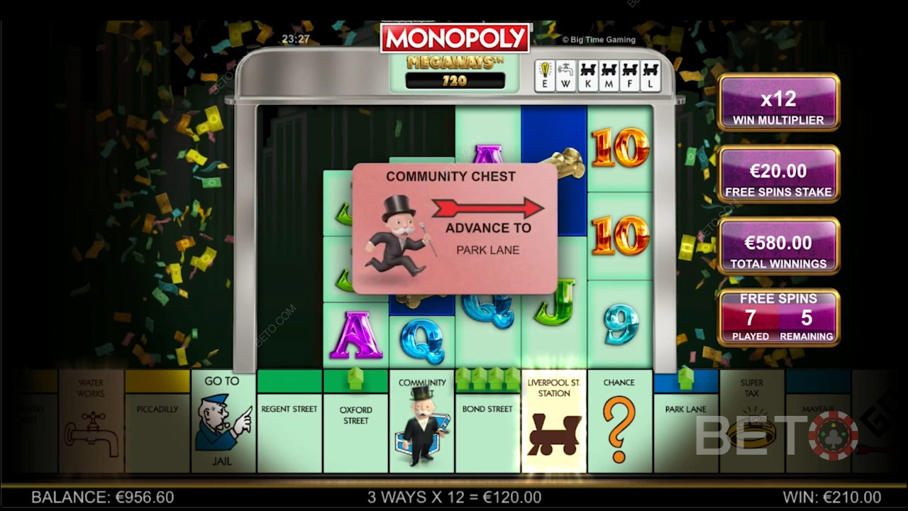 Les bonus inspirés des thèmes du Monopoly Megaways.