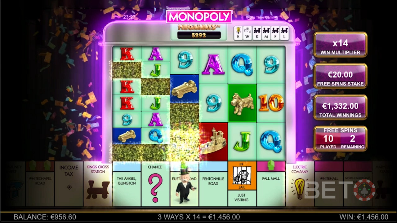 Le gameplay étincelant du Monopoly Megaways