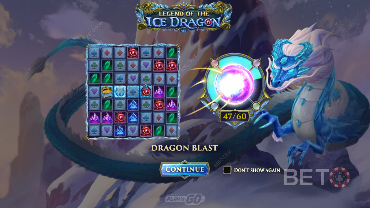 Déclenchez plusieurs fonctions puissantes comme Dragon Blast dans la machine à sous Legend of the Ice Dragon.