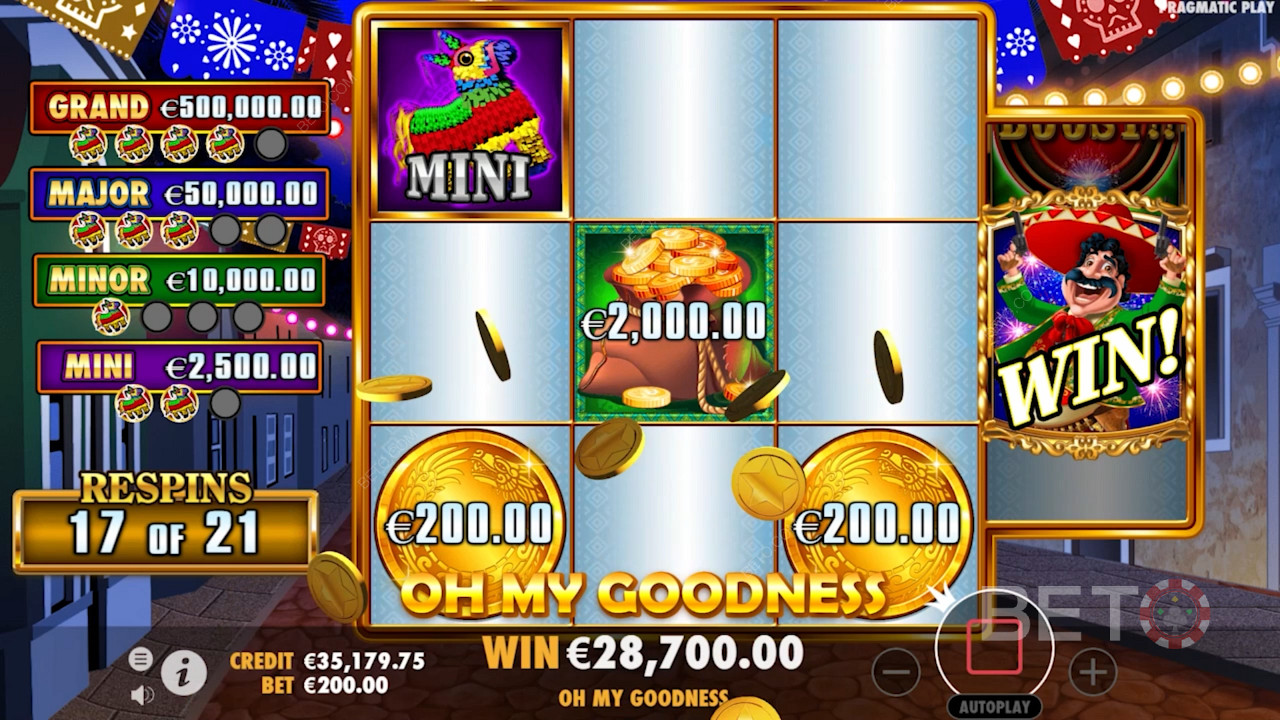 Vous pouvez faire apparaître des espaces vides dans le tour de bonus de Big Juan.
