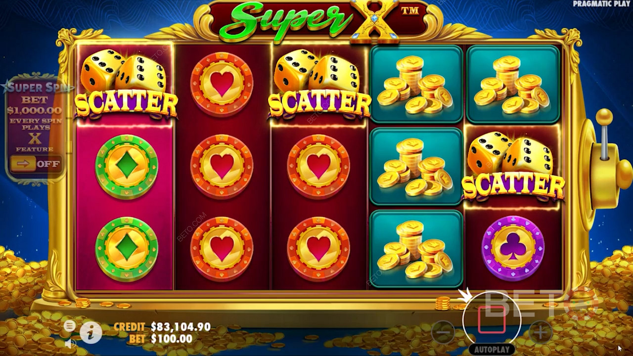 La couleur dorée de Super X inspire la plupart des éléments du jeu.
