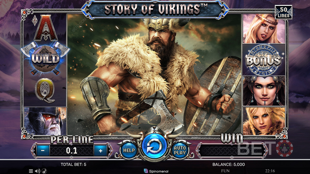 Découvrez la gloire nordique et gagnez des prix en espèces dans la machine à sous en ligne Story of Vikings.