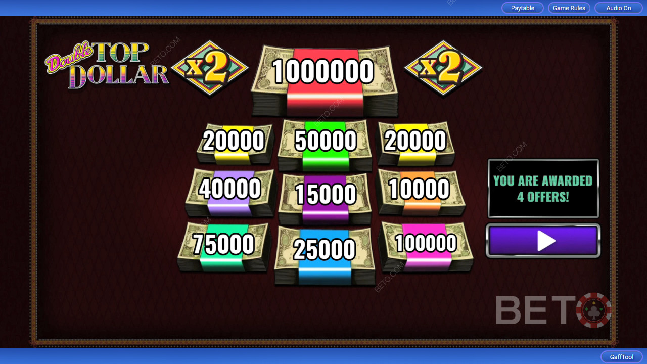 Les bonus expliqués dans Double Top Dollar par IGT