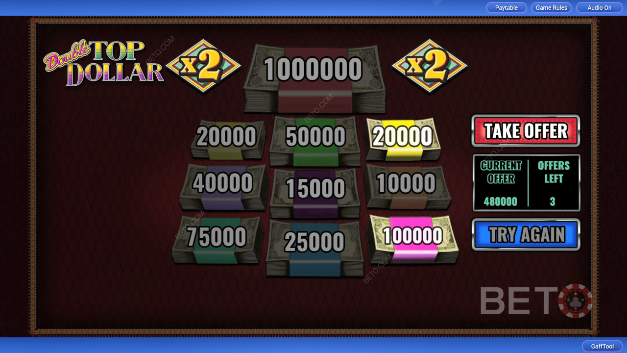 Gagnez 4 000 fois votre mise dans la machine à sous Double Top Dollar!