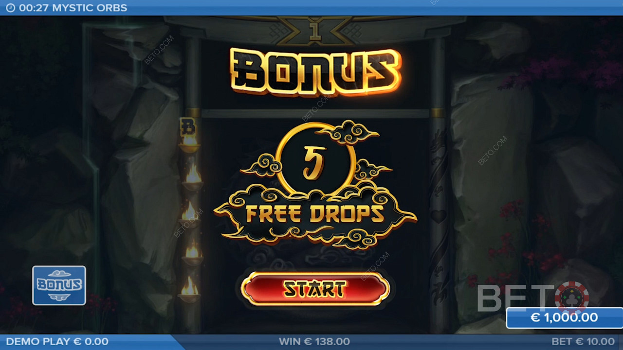 Déposez 5 symboles Orb pour activer le jeu bonus et obtenir 5 tours gratuits.