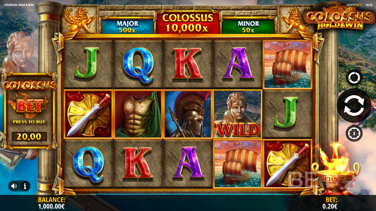 Profitez du thème grec dans la machine à sous en ligne Colossus : Hold and Win.
