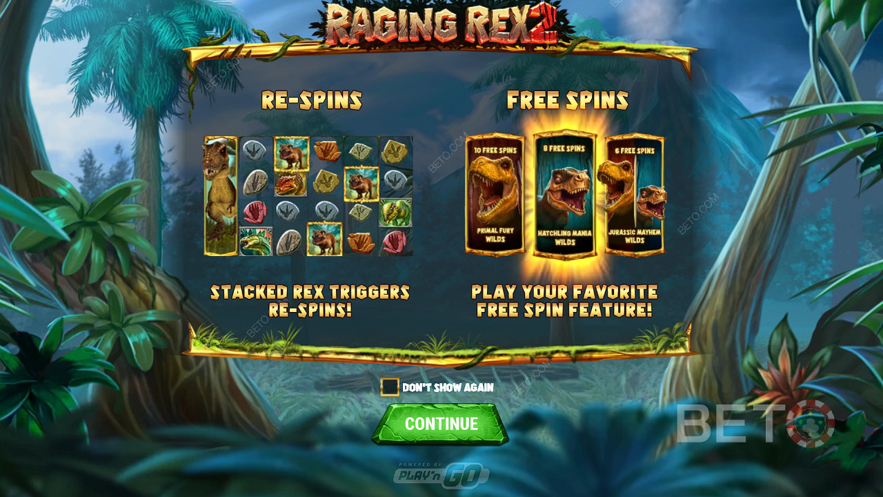 Profitez des Respins et de 3 types de Free Spins dans la machine à sous Raging Rex 2