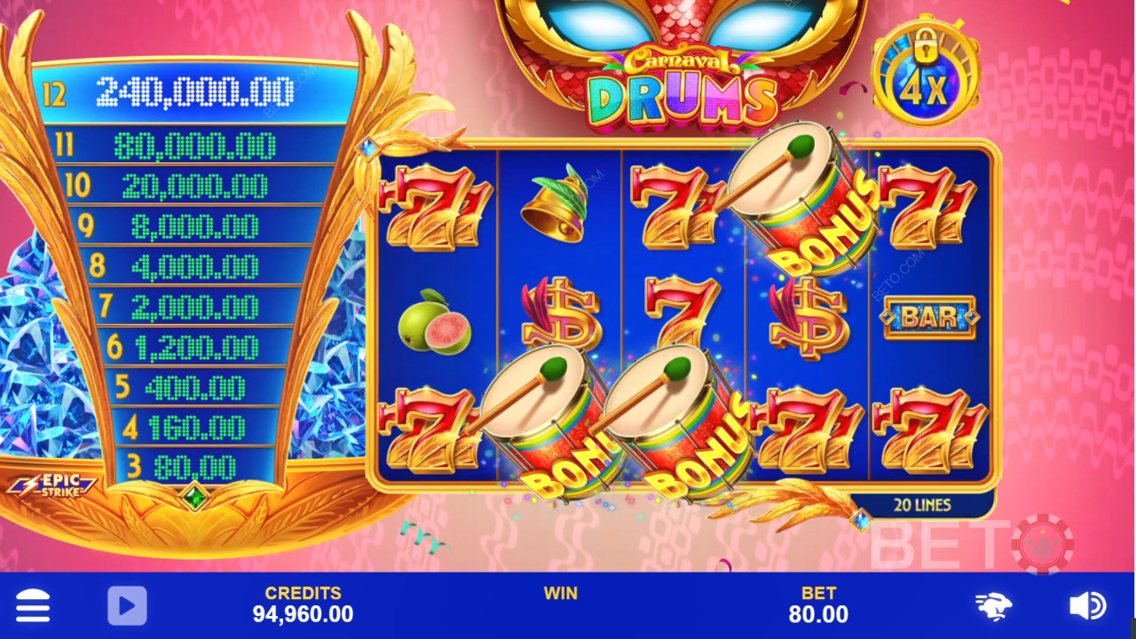 Carnaval Drums Revue par BETO Slots