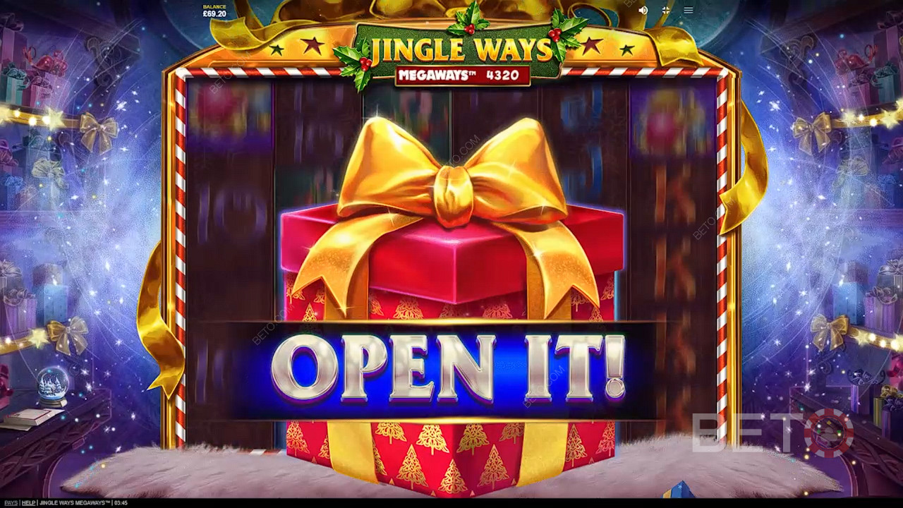 Ouvrez le cadeau pour découvrir les puissantes fonctionnalités de la machine à sous Jingle Ways Megaways.
