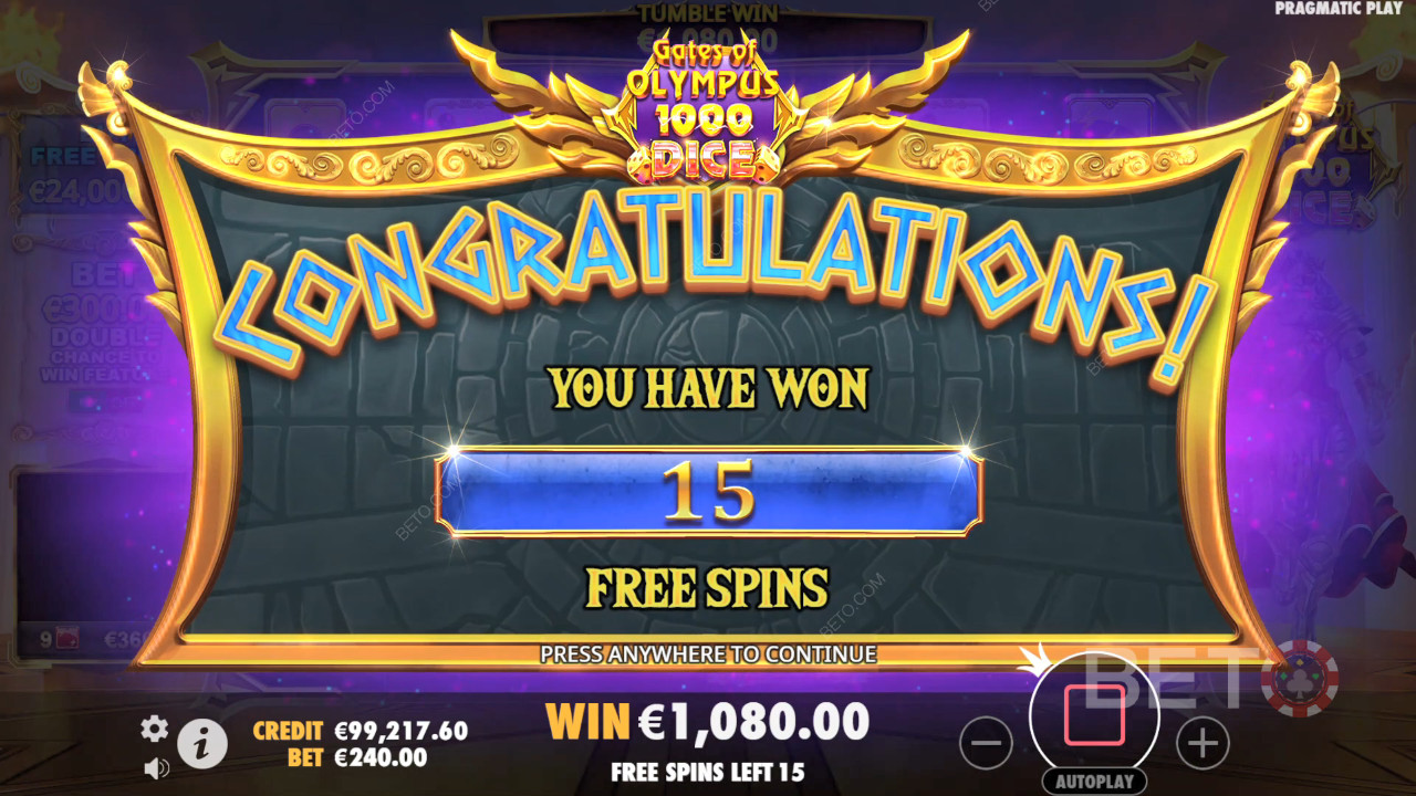Gagnez 15 000x votre mise dans la machine à sous Gates of Olympus 1000 Dice!