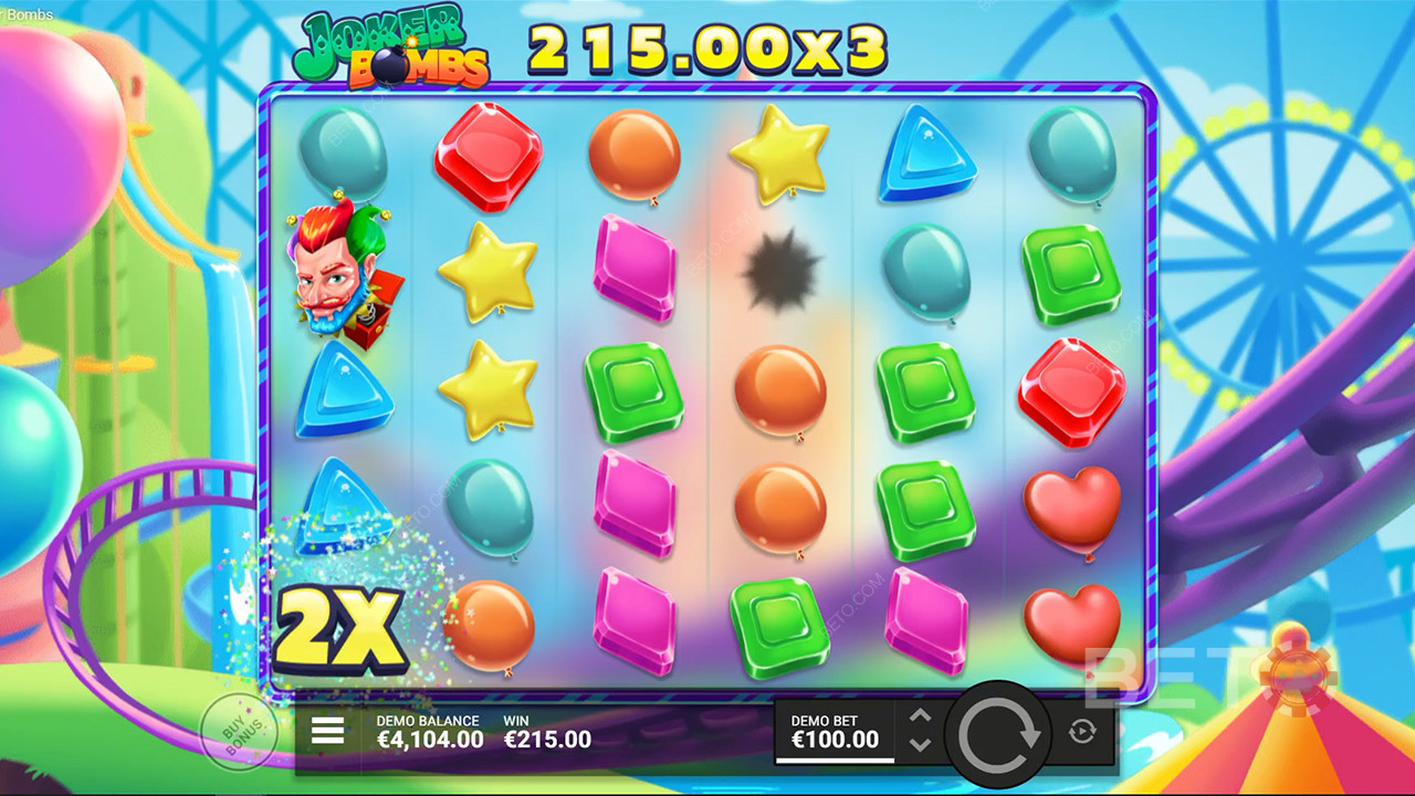 Les bombes multiplicatrices augmentent les gains dans la machine à sous Joker Bombs.
