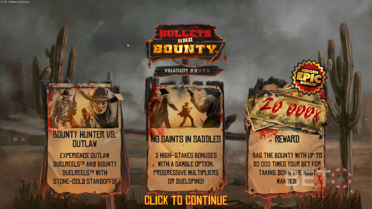 Les bonus expliqués dans Bullets and Bounty by Hacksaw Gaming