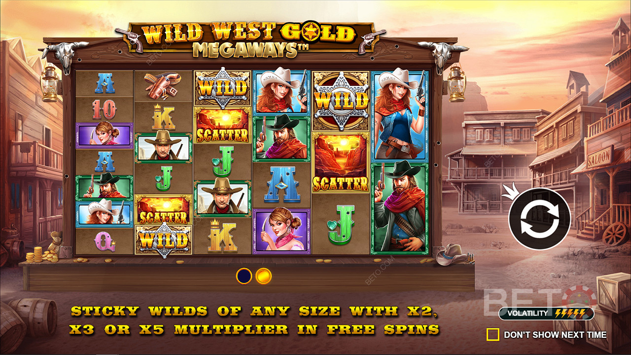 La machine à sous Wild West Gold Megaways propose des Wilds collants avec des multiplicateurs allant jusqu