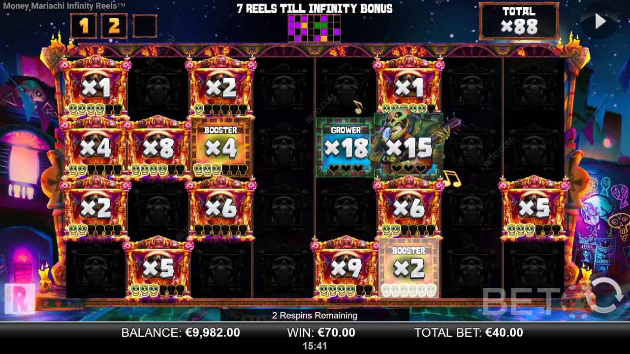 Les fonctions bonus expliquées dans Money Mariachi Fiesta Infinity Reels par Reel Play
