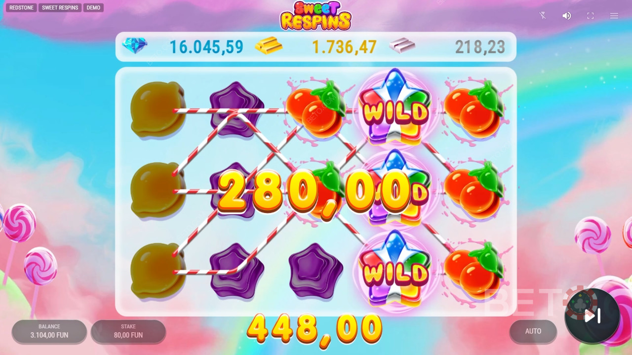 Fonctionnalités bonus expliquées dans Sweet Respins by Redstone