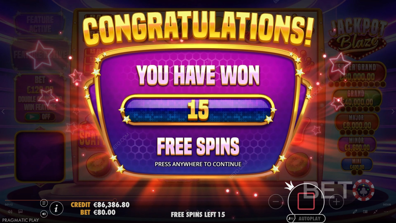Gagnez 5 000x votre mise à la machine à sous Jackpot Blaze!