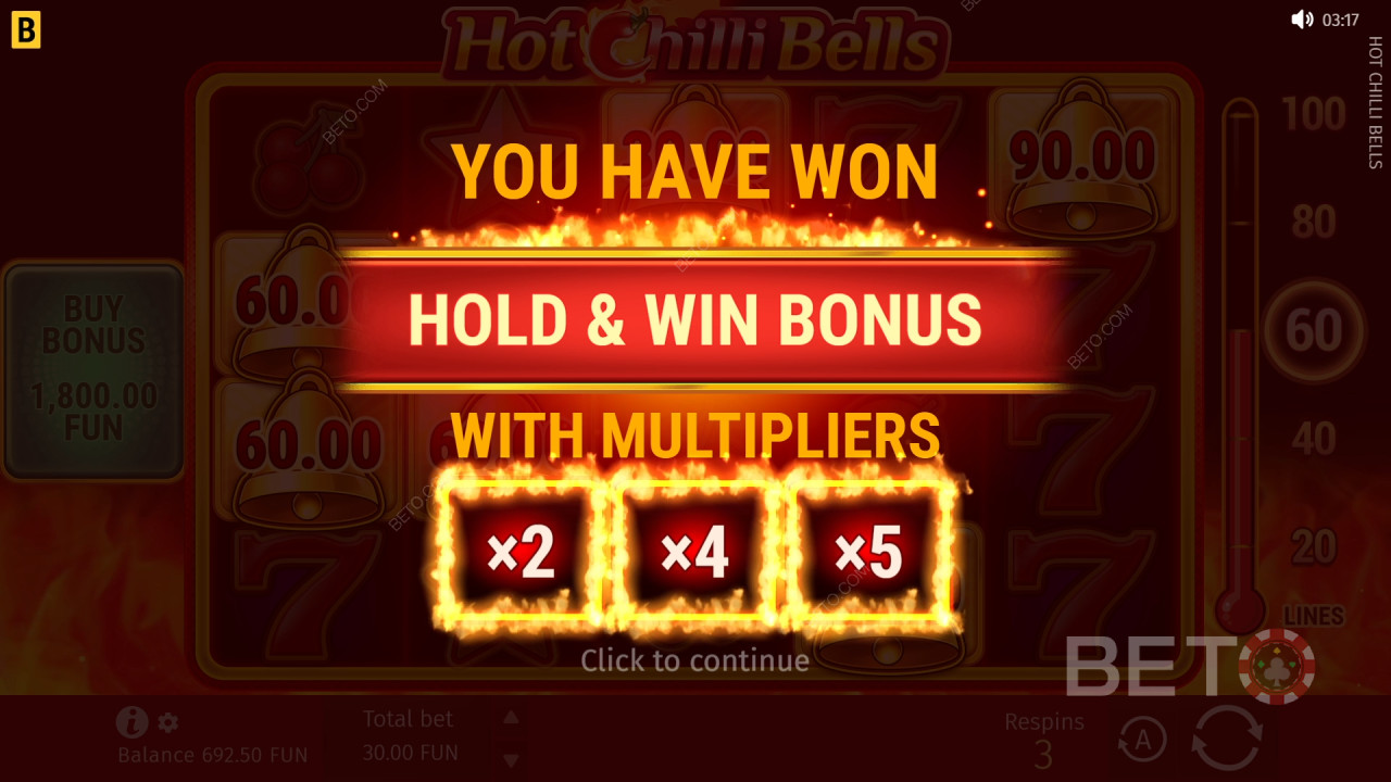 Fonctionnalités bonus expliquées dans Hot Chilli Bells par BGaming