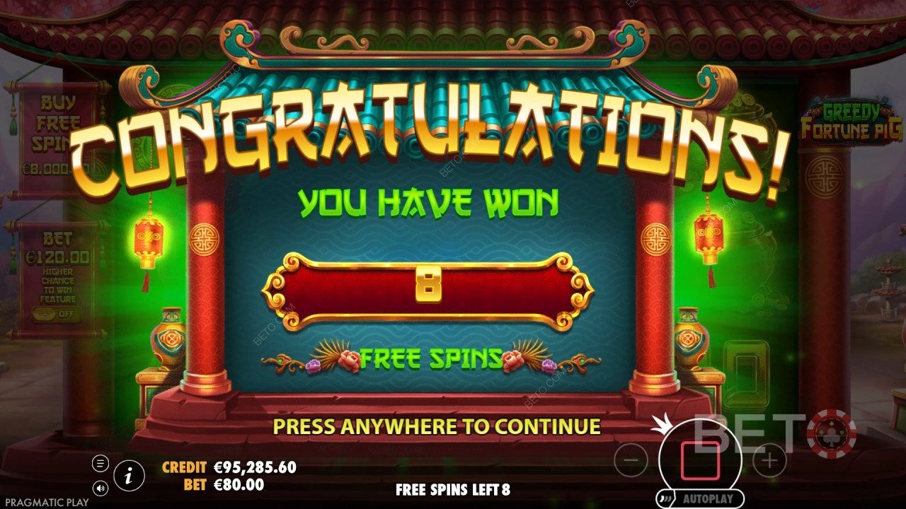 Gagnez 8 888x votre mise dans la machine à sous Greedy Fortune Pig!