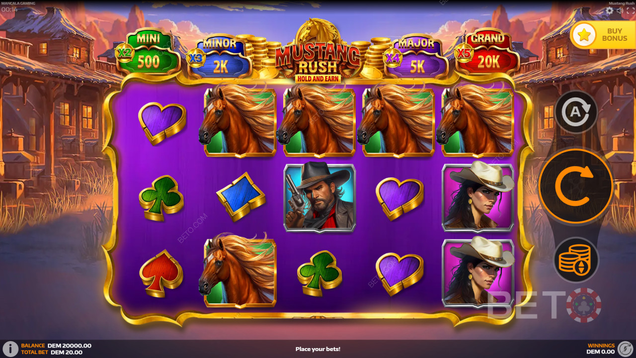 Comment jouer à Mustang Rush de Mancala Gaming?