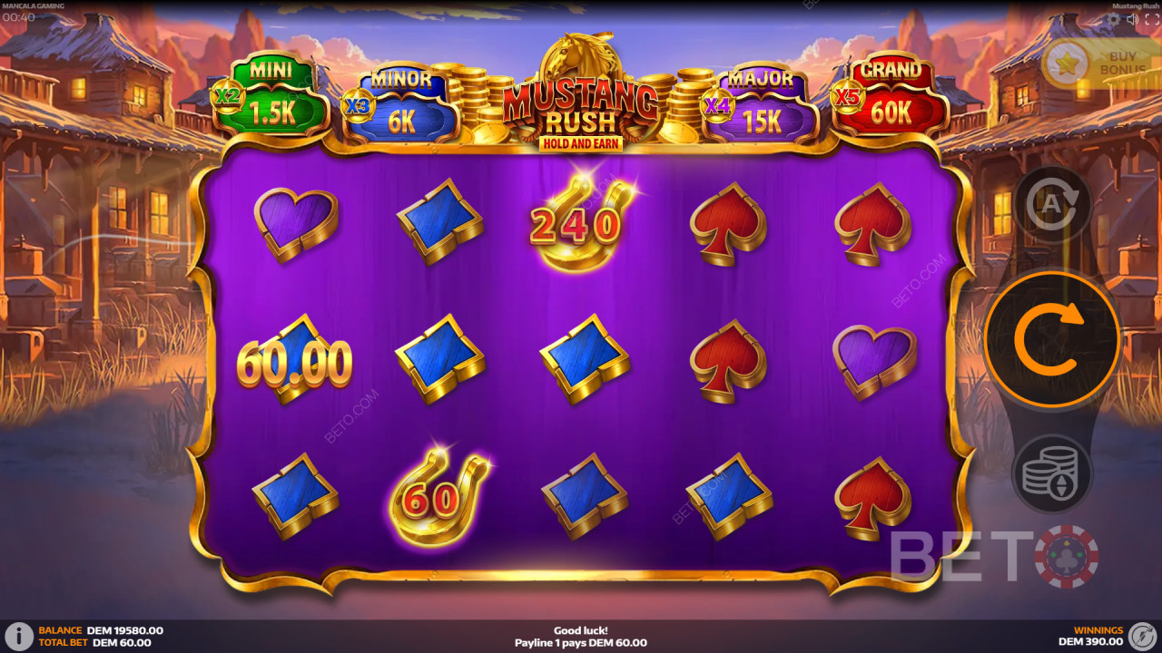 Les fonctions bonus expliquées dans Mustang Rush de Mancala Gaming