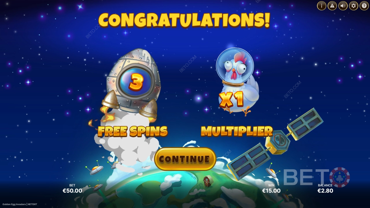 Les bonus expliqués dans Golden Egg Invaders par NetEnt