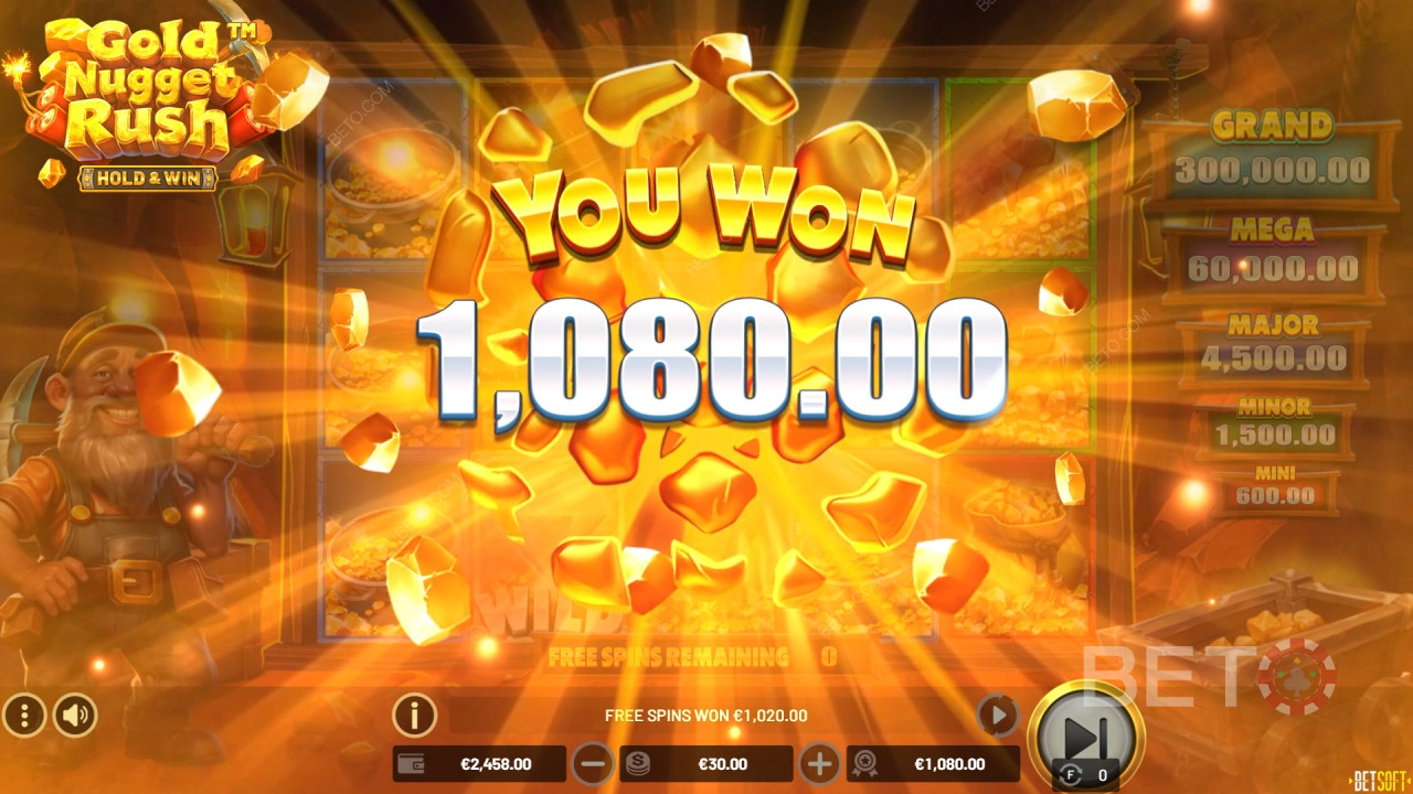 Les fonctions bonus expliquées dans Gold Nugget Rush par Betsoft