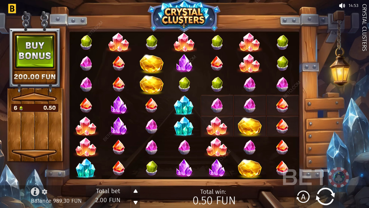 Présentation des bonus dans « Crystal Clusters » de BGaming