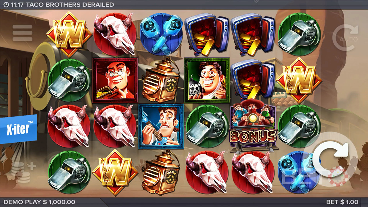 Les bonus expliqués dans Taco Brothers Derailed by ELK Studios