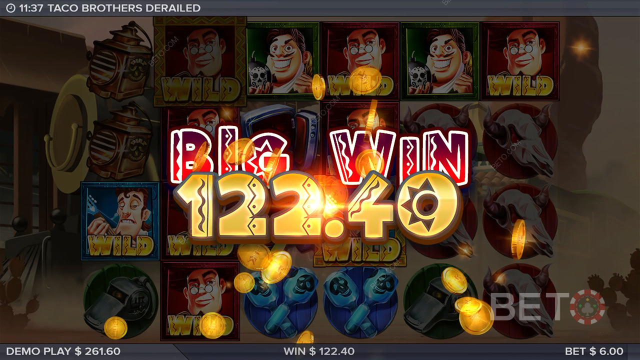 Gagnez 10 000x votre mise dans la machine à sous vidéo Taco Brothers Derailed!