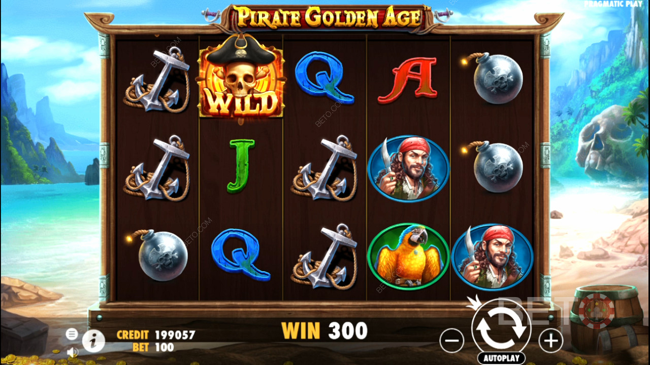 Même les symboles payants ordinaires peuvent générer des gains importants dans la machine à sous Pirate Golden Age.