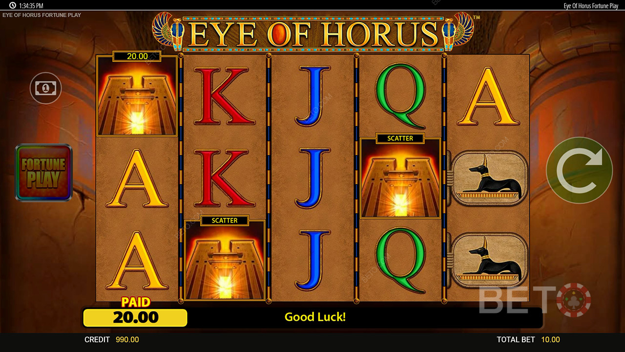 Verdict de la machine à sous en ligne Eye of Horus Fortune Play