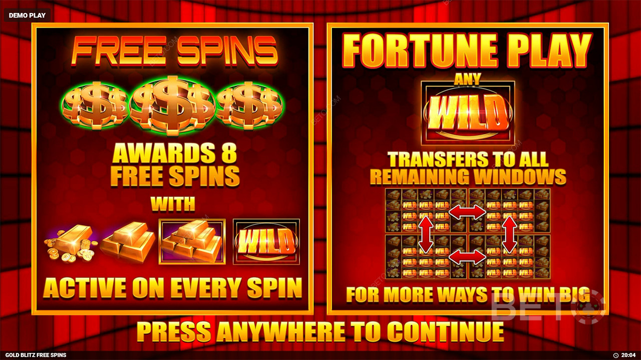 Les fonctions bonus expliquées dans Gold Blitz Free Spins par Blueprint