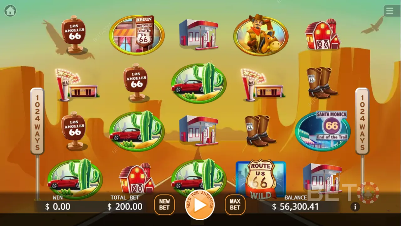 Gameplay du jeu de casino vidéo Route 66